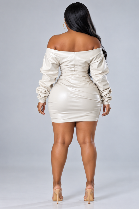 Slick Intentions Mini Dress (Bone)