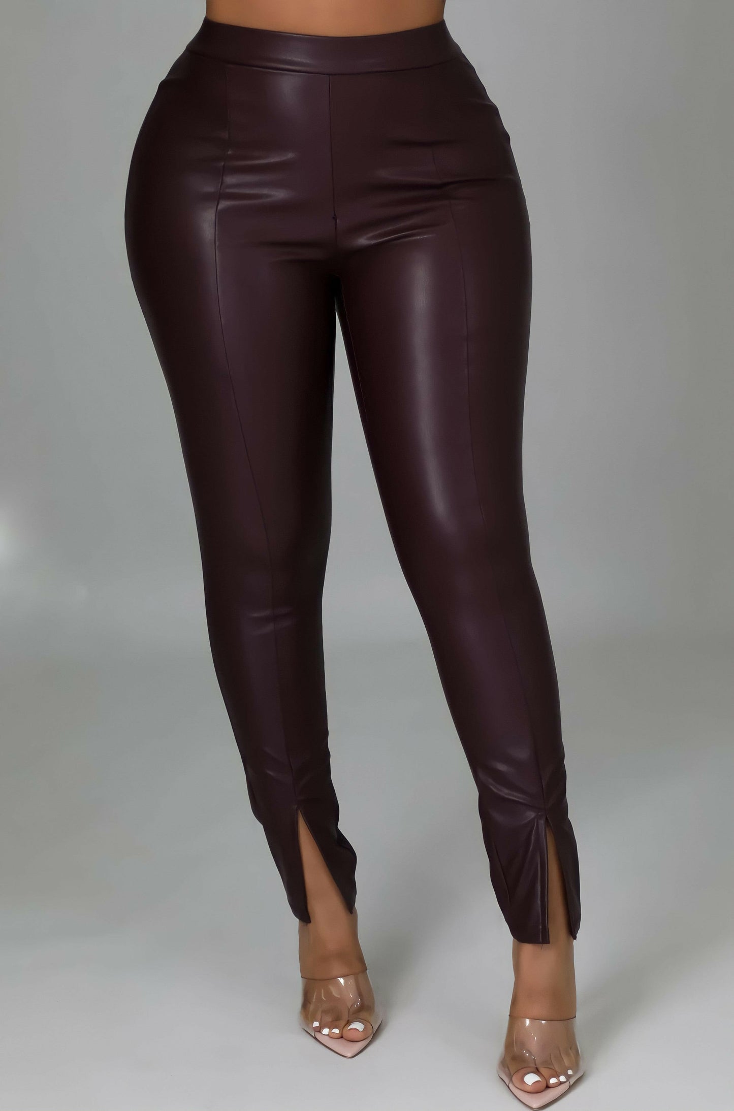 Shola Faux Leather Pants (Wine)