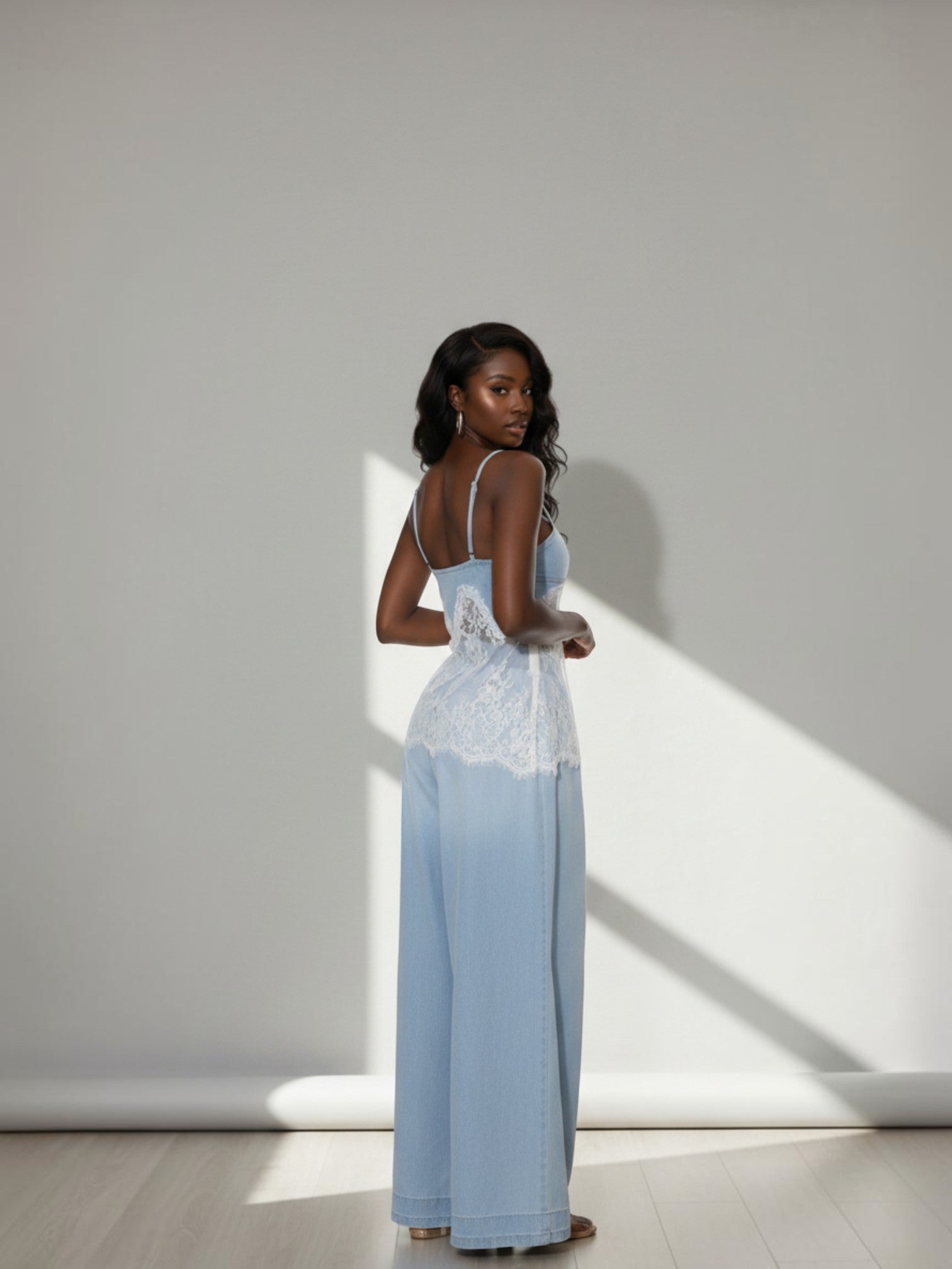 Denim Lace Camisole Top