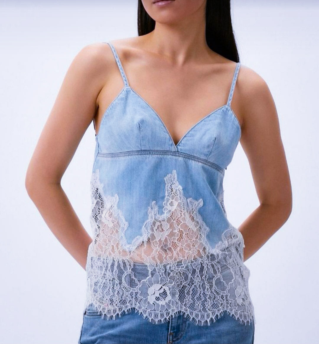 Denim Lace Camisole Top