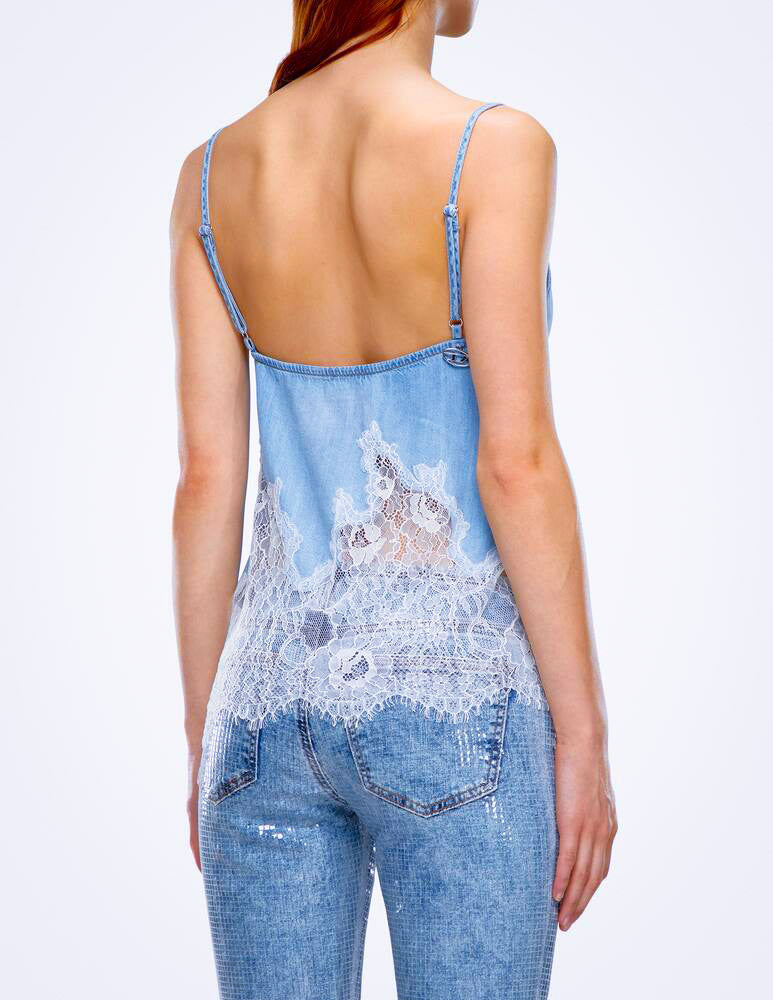 Denim Lace Camisole Top