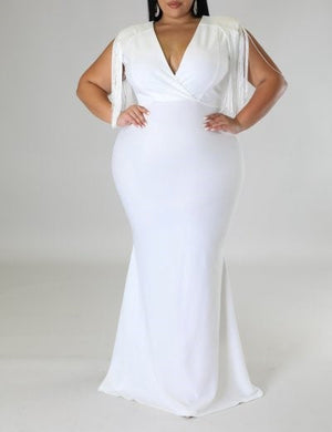 "Caroline" Maxi Dress (White)