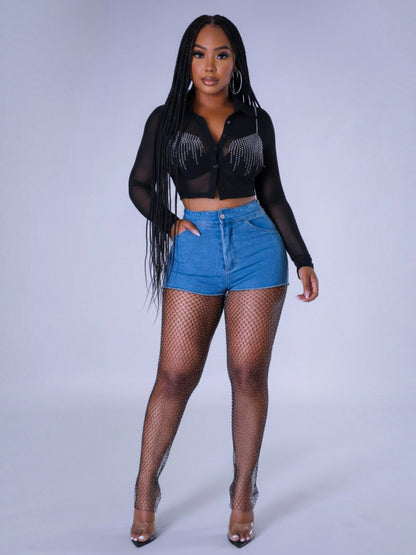 Luxe Net Denim Pants
