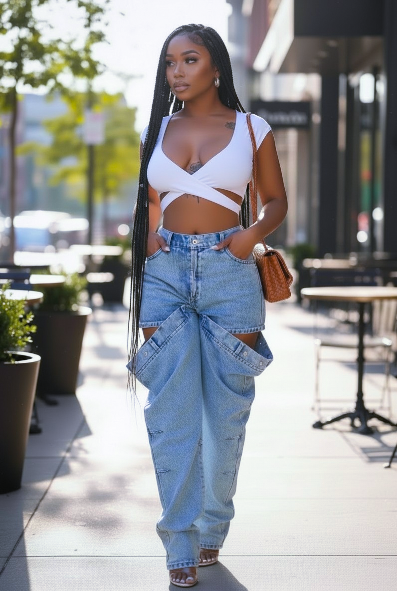 Peek-a-Boo Thigh Denim Jeans