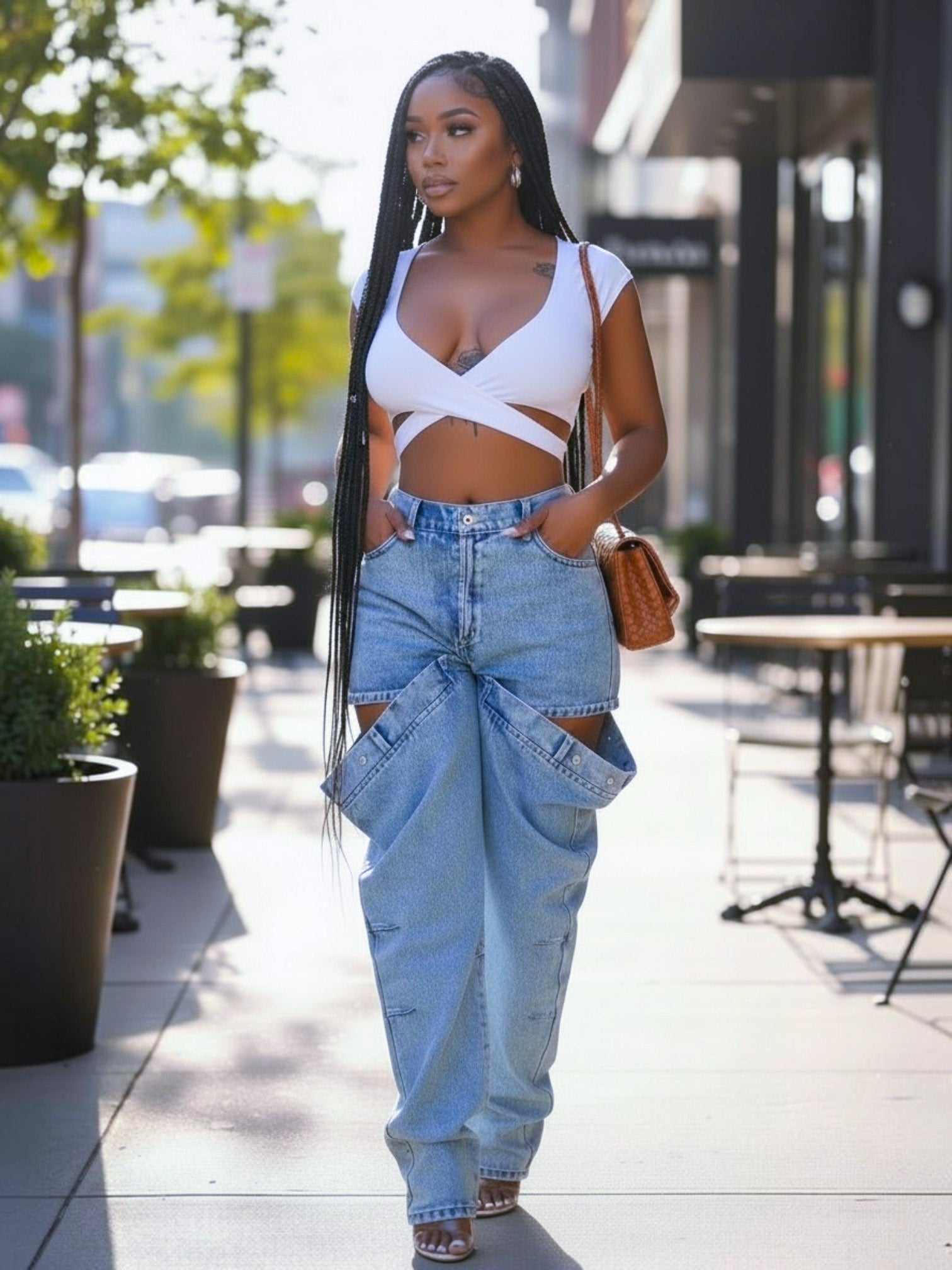 Peek-a-Boo Thigh Denim Jeans
