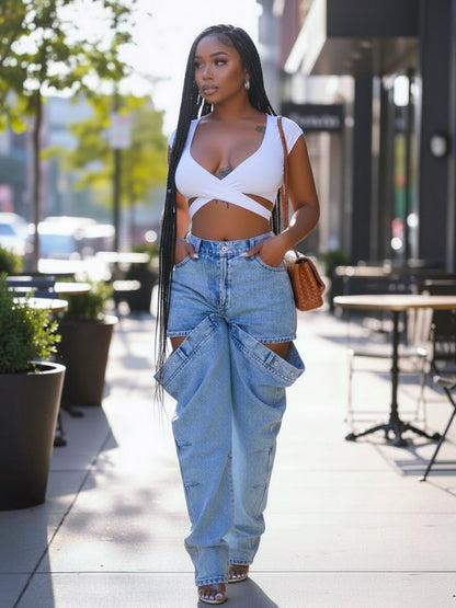 Peek-a-Boo Thigh Denim Jeans