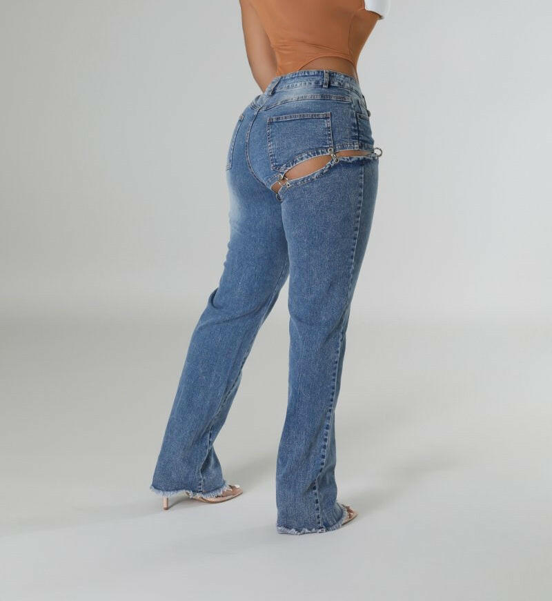 Circle Rings Denim Jeans