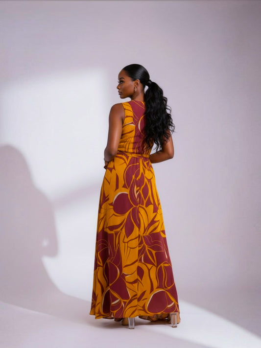Santorini Bloom Maxi Dress