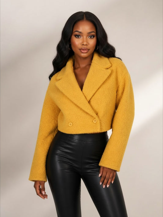 Sherpa Crop Blazer (Mustard)