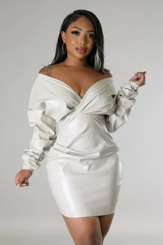 Slick Intentions Mini Dress (Bone)