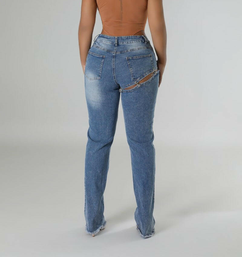 Circle Rings Denim Jeans