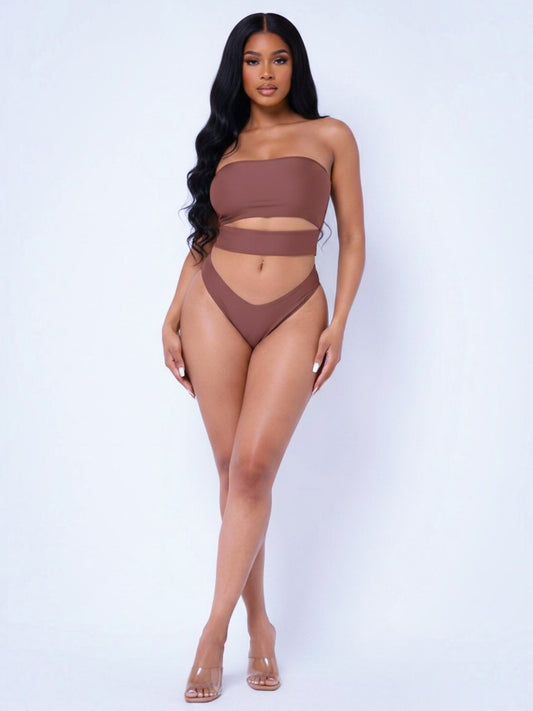 Off Shoulder Cut-out Swimsuit