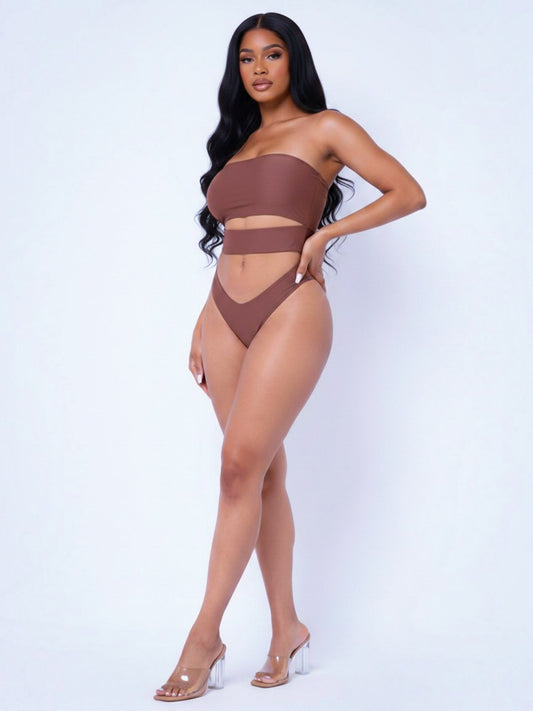 Off Shoulder Cut-out Swimsuit