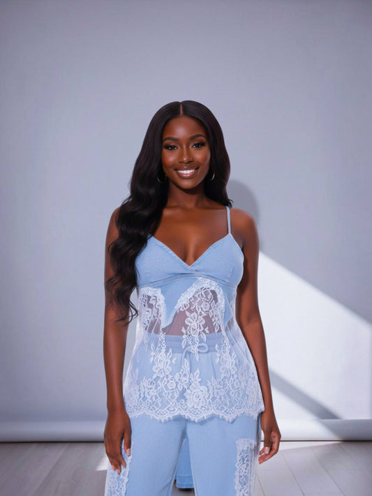 Denim Lace Camisole Top