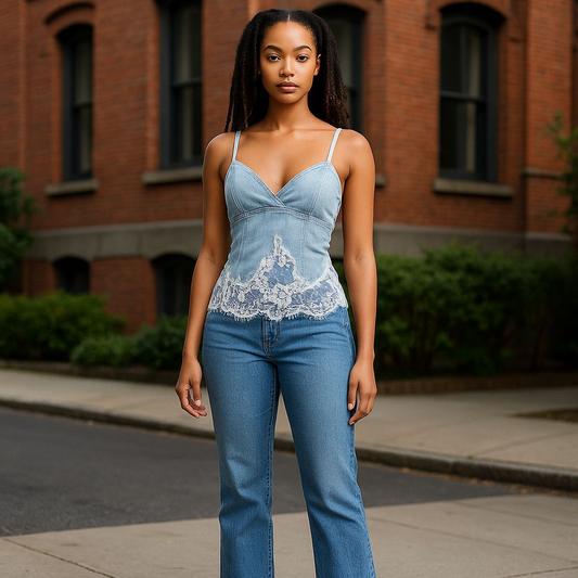 Denim Lace Camisole Top