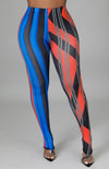 "Calla" Stripe Leggings (Red)